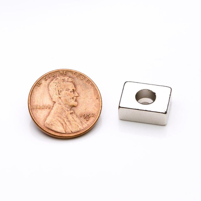 Neodymium Block  Magnet 0.2" H x 0.5" W x 0.375" L - Grade N35, Nickel plated finish
