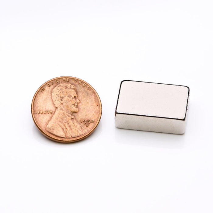 Neodymium Block  Magnet 0.25" H x 0.75" W x 0.5" L - Grade N35, Nickel plated finish