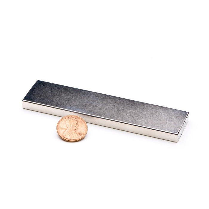 Neodymium Block  Magnet 0.25" H x 4" W x 1" L - Grade N35, Nickel plated finish