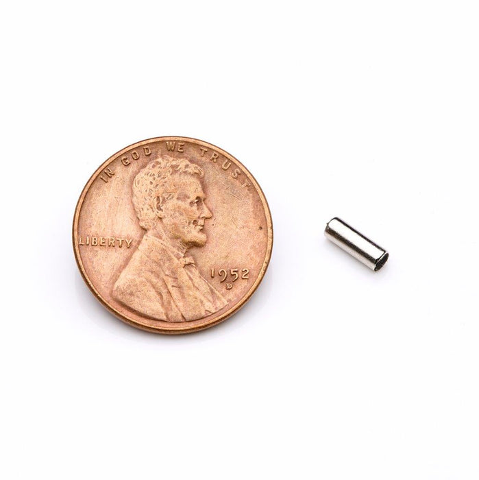 Neodymium Round Magnet 0.093" Diameter x 0.25" H - Grade N35, Nickel plated finish