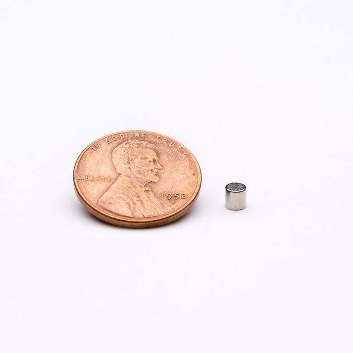 Neodymium Round Magnet 0.125" Diameter x 0.125" H - Grade N35, Nickel plated finish