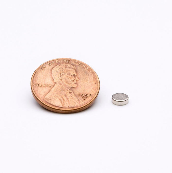 Neodymium Round Magnet 0.187" Diameter x 0.06" H - Grade N35, Nickel plated finish