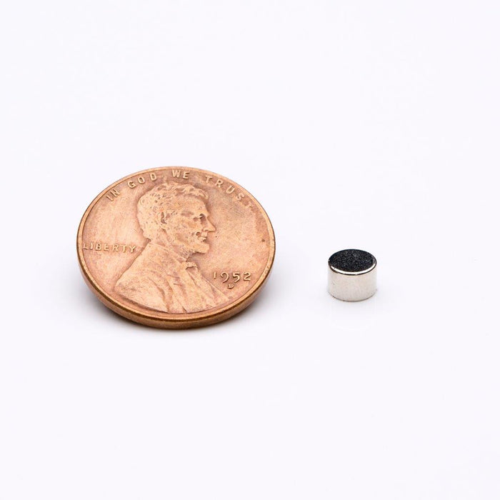 Neodymium Round Magnet 0.187" Diameter x 0.125" H - Grade N35, Nickel plated finish