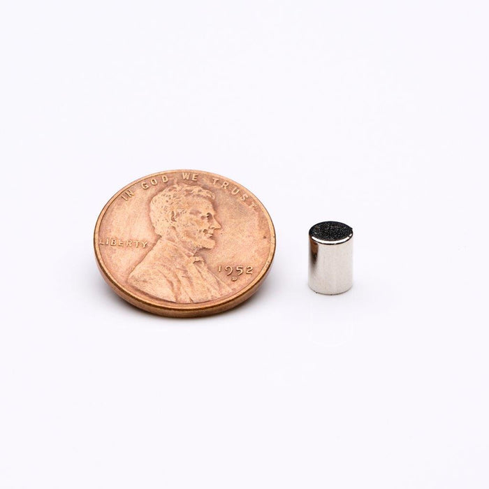 Neodymium Round Magnet 0.187" Diameter x 0.25" H - Grade N35, Nickel plated finish