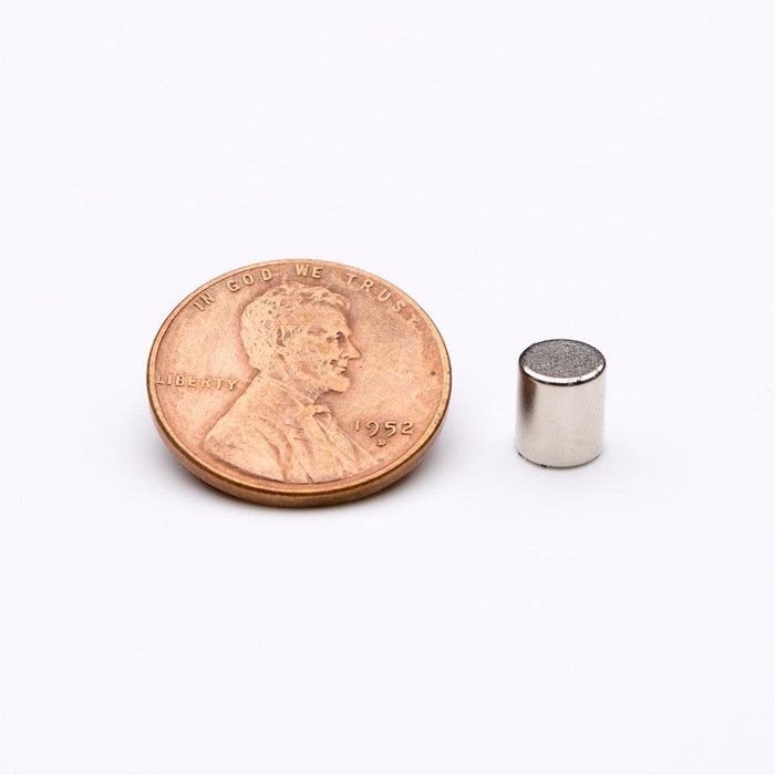 Neodymium Round Magnet 0.22" Diameter x 0.25" H - Grade N35, Nickel plated finish