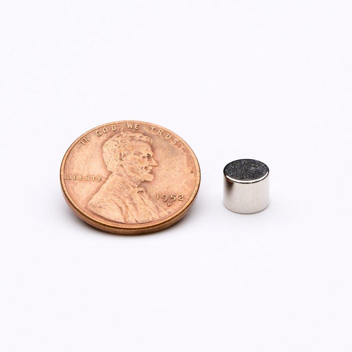 Neodymium Round Magnet 0.25" Diameter x 0.2" H - Grade N35, Nickel plated finish