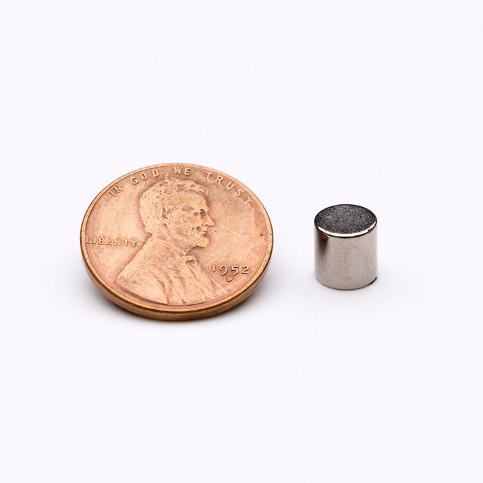 Neodymium Round Magnet 0.25" Diameter x 0.25" H - Grade N35, Nickel plated finish