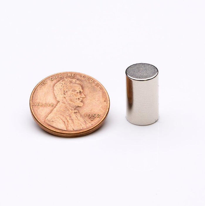 Neodymium Round Magnet 0.312" Diameter x 0.5" H - Grade N35, Nickel plated finish