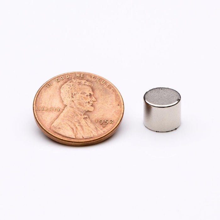Neodymium Round Magnet 0.313" Diameter x 0.25" H - Grade N35, Nickel plated finish