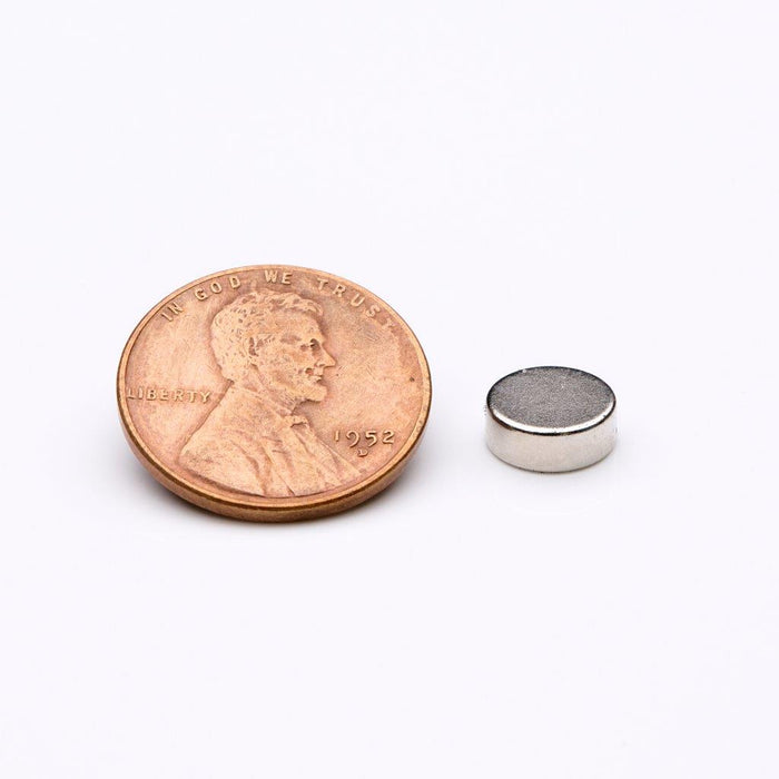 Neodymium Round Magnet 0.315" Diameter x 0.118" H - Grade N35, Nickel plated finish