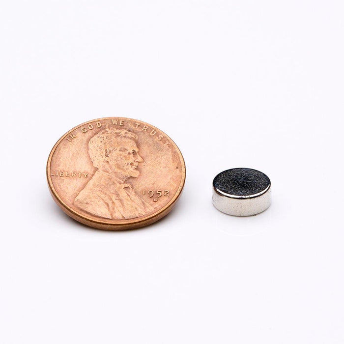 Neodymium Round Magnet 0.32" Diameter x 0.125" H - Grade N35, Nickel plated finish
