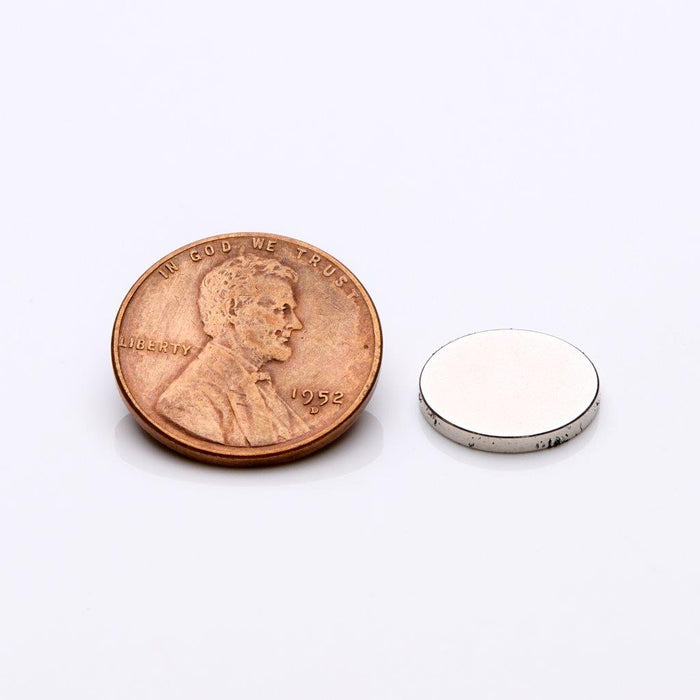 Neodymium Round Magnet 0.5" Diameter x 0.062" H - Grade N42, Nickel plated finish