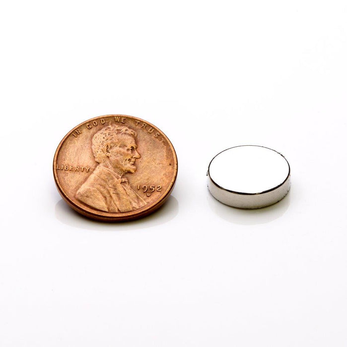 Neodymium Round Magnet 0.5" Diameter x 0.125" H - Grade N42, Nickel plated finish