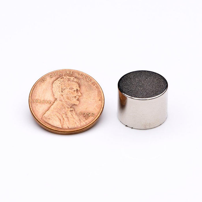Neodymium Round Magnet 0.5" Diameter x 0.375" H - Grade N35, Nickel plated finish