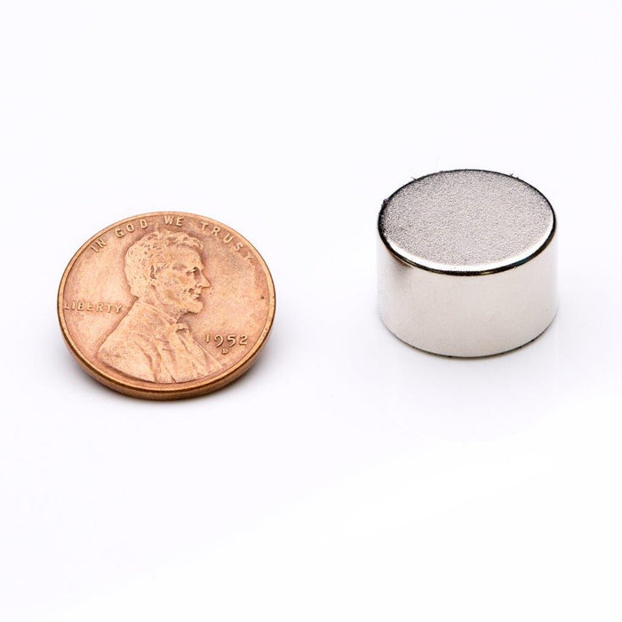 Neodymium Round Magnet 0.625" Diameter x 0.375" H - Grade N35, Nickel plated finish