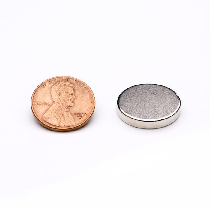 Neodymium Round Magnet 0.75" Diameter x 0.125" H - Grade N50, Nickel plated finish