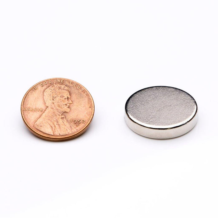 Neodymium Round Magnet 0.75" Diameter x 0.15" H - Grade N35, Nickel plated finish