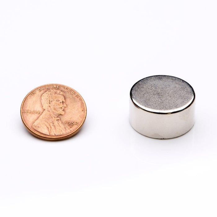 Neodymium Round Magnet 0.75" Diameter x 0.375" H - Grade N35, Nickel plated finish