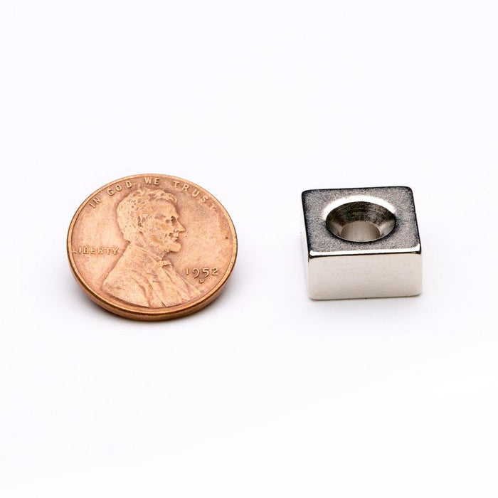 Neodymium Block  Magnet 0.25" H x 0.5" W x 0.5" L - Grade N42, Nickel plated finish