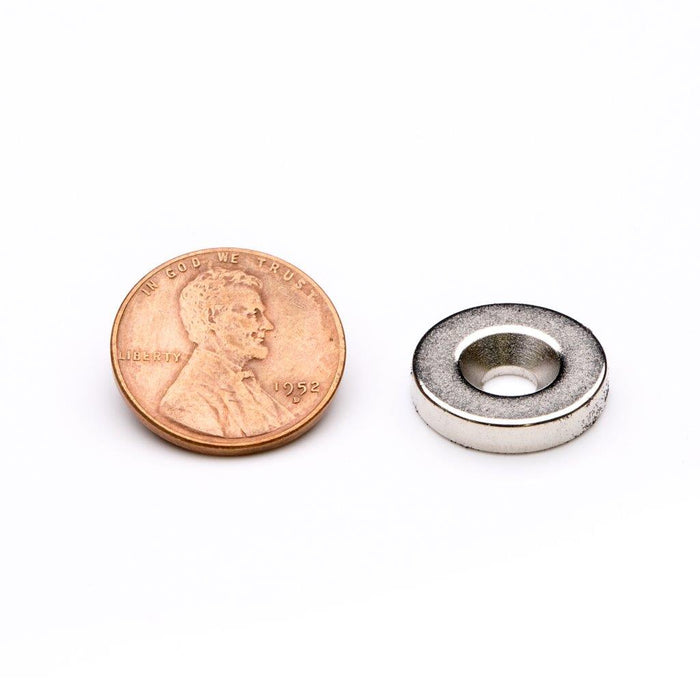 Neodymium Ring Magnet 0.62" Diameter x 0.12" H - Grade N42, Nickel plated finish