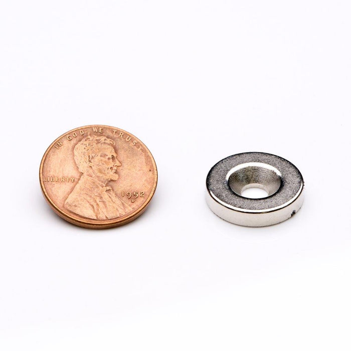 Neodymium Ring Magnet 0.62" Diameter x 0.12" H - Grade N42, Nickel plated finish