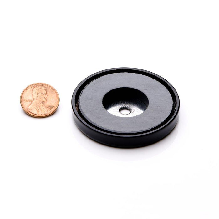 Ceramic Round Magnet Assembly 2.03" Diameter x 0.313" H - Grade C8, Black poly coated finish