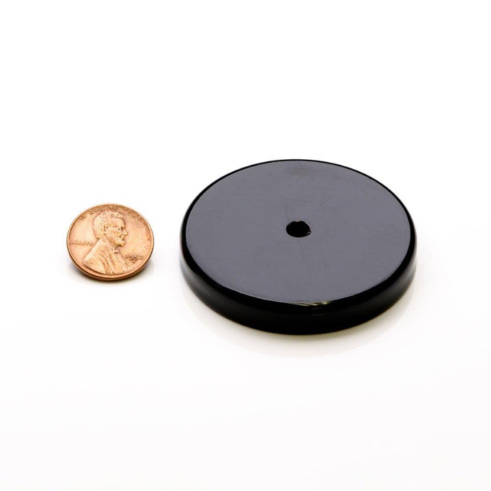 Ceramic Round Magnet Assembly 2.03" Diameter x 0.313" H - Grade C8, Black poly coated finish