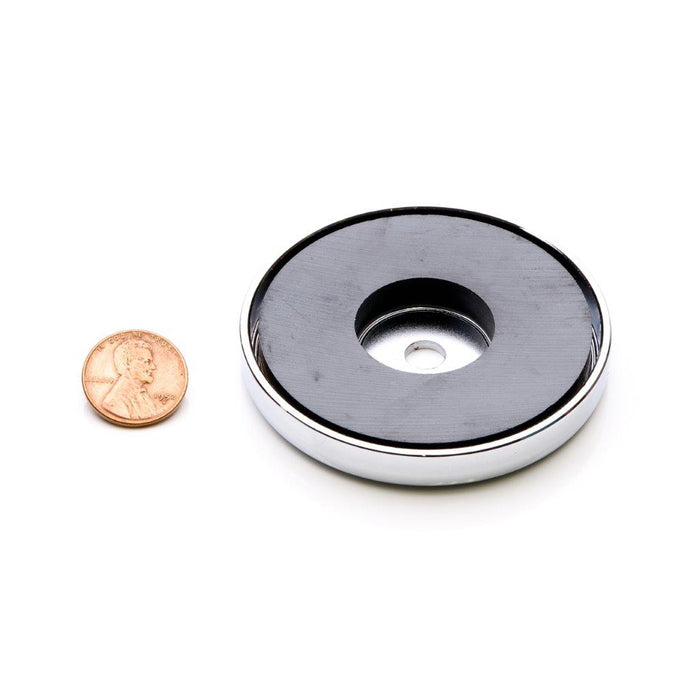 Ceramic Round Magnet Assembly 2.625" Diameter x 0.375" H - Grade C8, Nickel plated finish