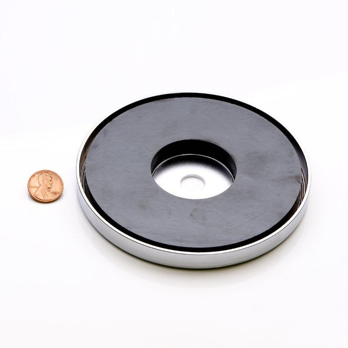 Ceramic Round Magnet Assembly 4.9" Diameter x 0.5" H - Grade C8, Nickel plated finish