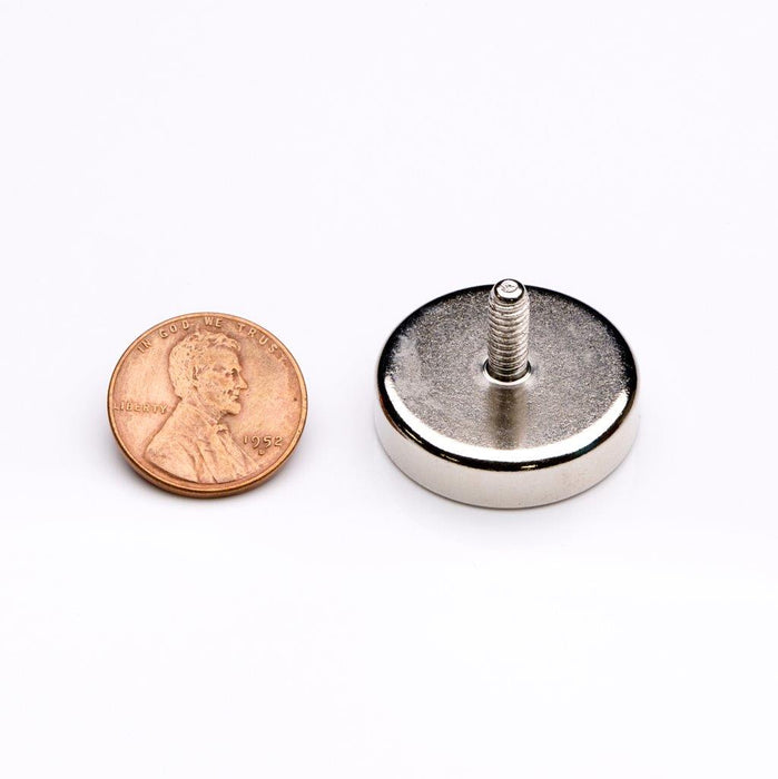 Neodymium Round Magnet 1" Diameter x 0.25" H - Grade N42, Nickel plated finish