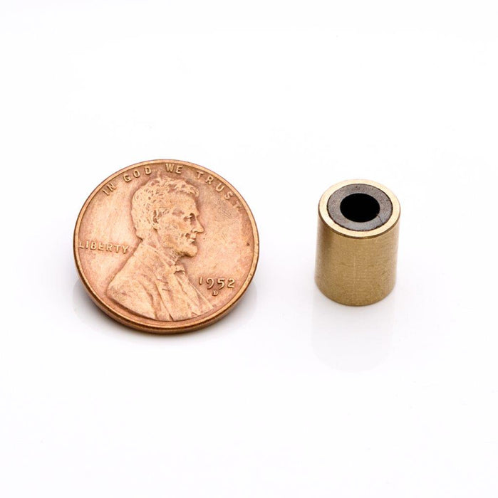 Neodymium Ring Tool 0.33" Diameter x 0.4" H - Grade N35, Brass sleeved finish