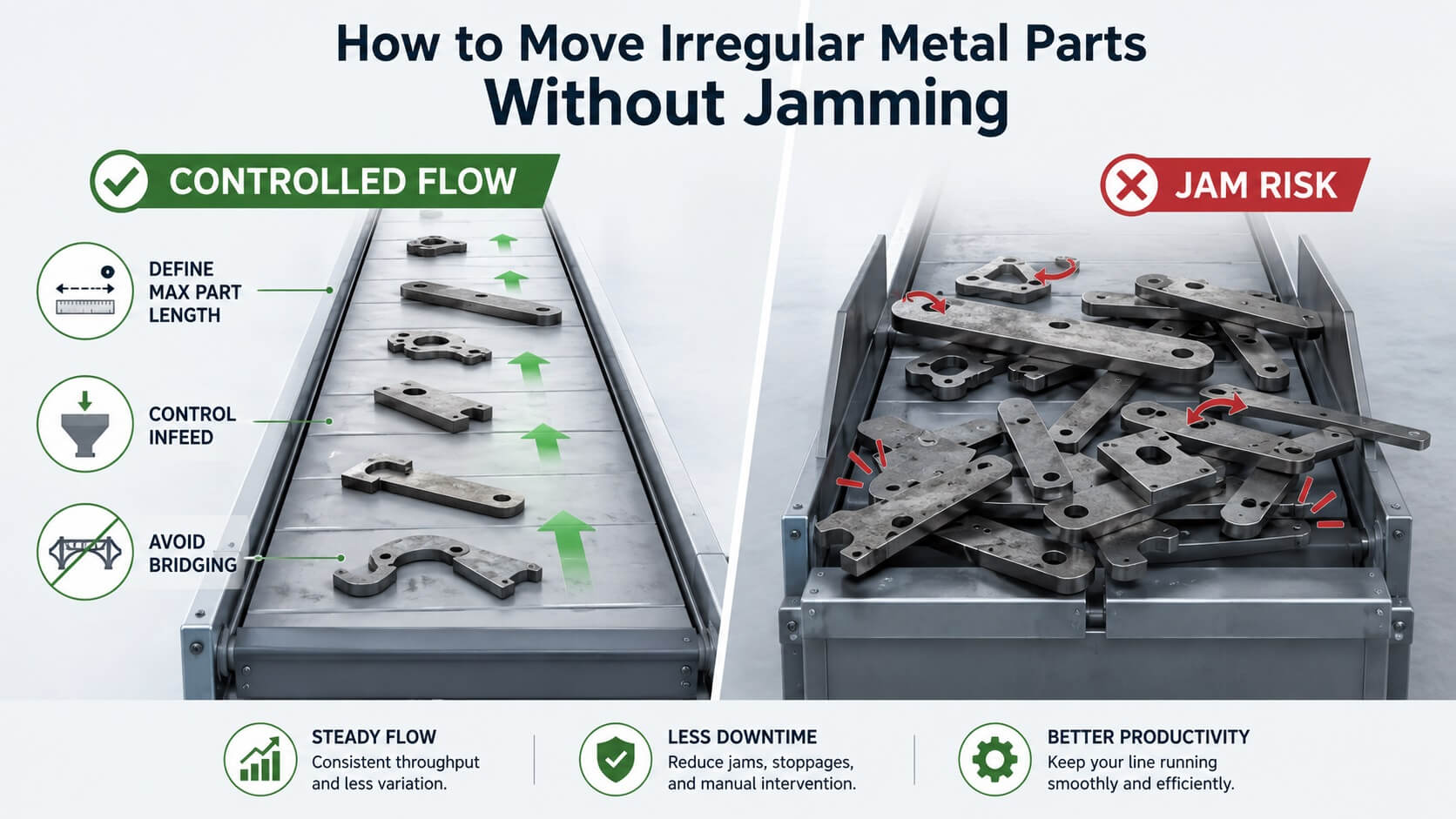 How to Move Irregular Metal Parts Without Jamming