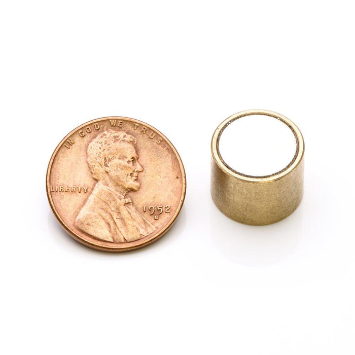 SmCo Round Magnet Assembly 0.5" Diameter x 0.375" H - Grade SmCo32, Brass sleeved finish