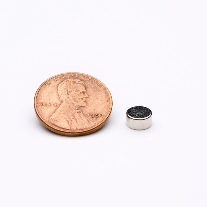 Neodymium Round Magnet 0.25" Diameter x 0.125" H - Grade N35, Nickel plated finish