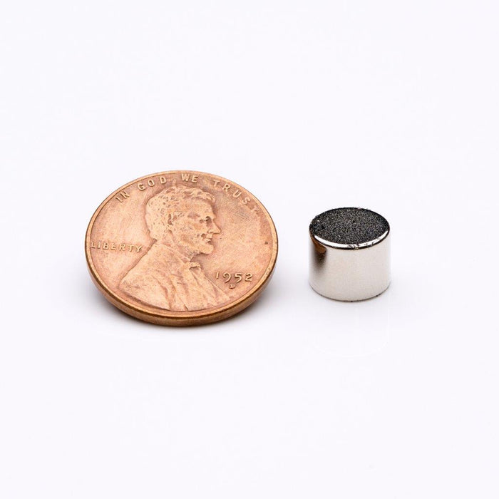 Neodymium Round Magnet 0.32" Diameter x 0.25" H - Grade N35, Nickel plated finish
