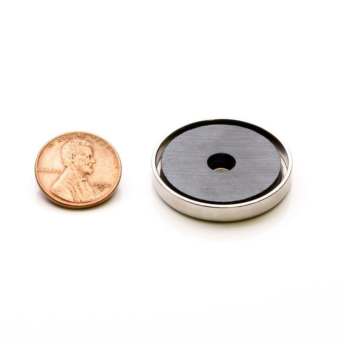 Ceramic Round Magnet Assembly 1.205" Diameter x 0.188" H - Grade C8, Nickel plated finish