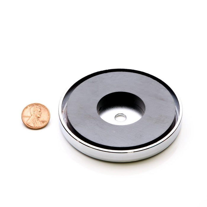 Ceramic Round Magnet Assembly 3.2" Diameter x 0.438" H - Grade C8, Nickel plated finish