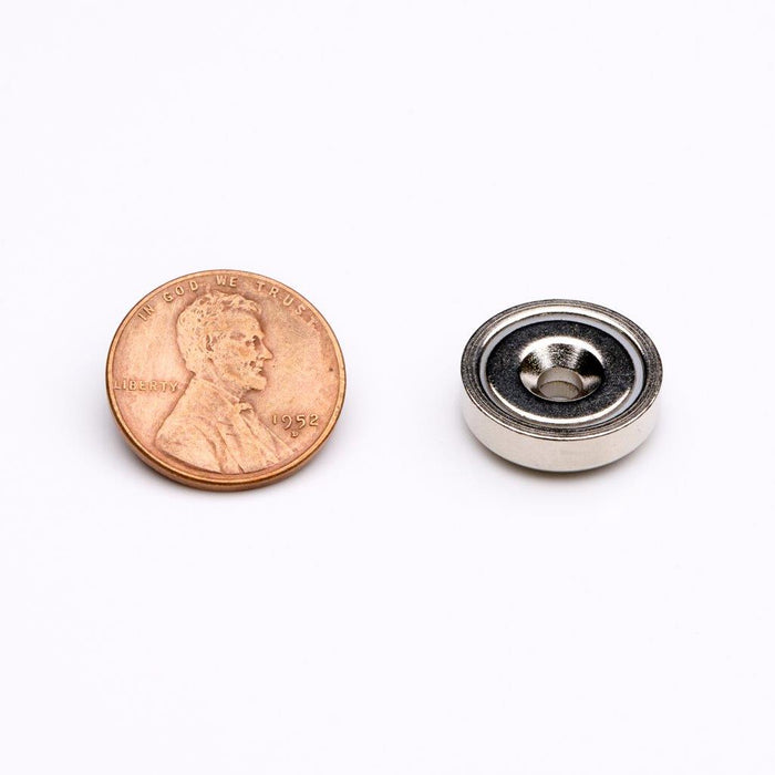 Neodymium Round Magnet Assembly 0.62" Diameter x 0.197" H - Grade N38, Nickel plated finish