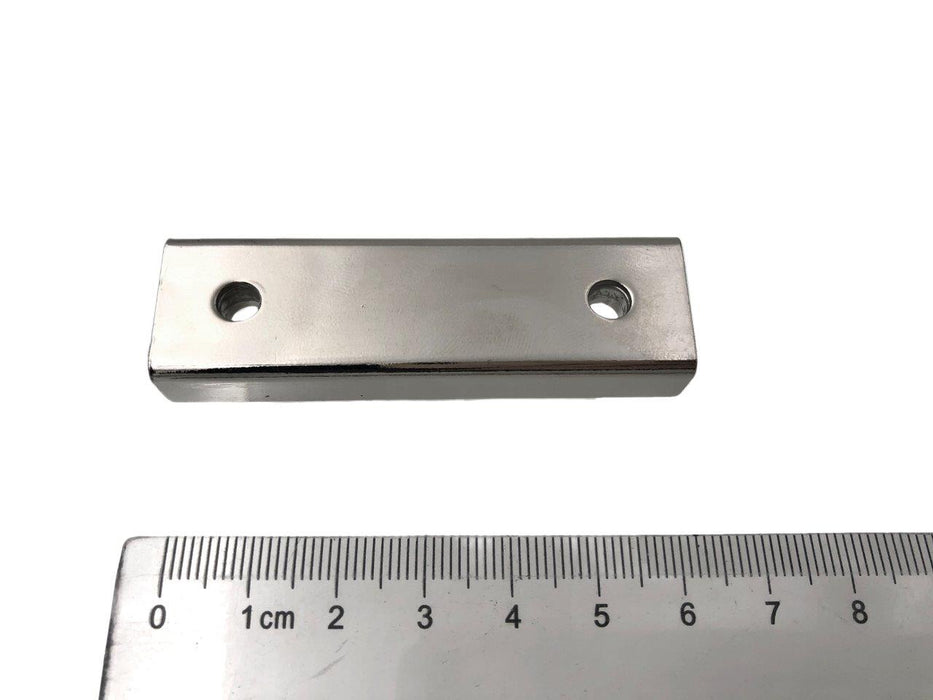 Neodymium Rectangular Magnet Assembly 0.38" H x 0.75" W x 2.5" L - Grade N42, Nickel plated finish