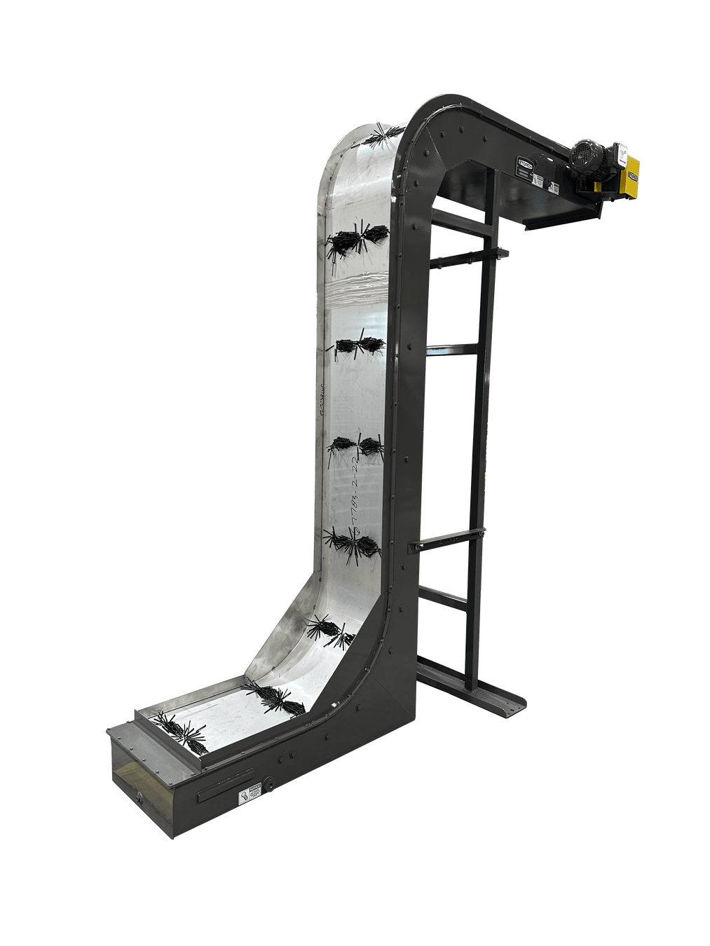 Storch Magslide Beltless Magnetic Slide Conveyor in 90-Degree Incline, Standard Grey
