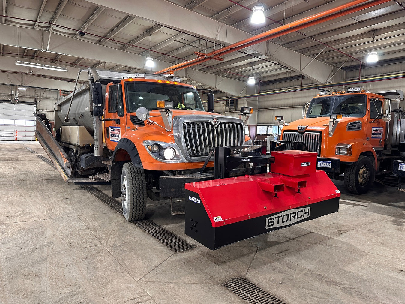 Storch SuperMag Magnetic Sweeper with Hustings Hitch Front Mount on International Truck