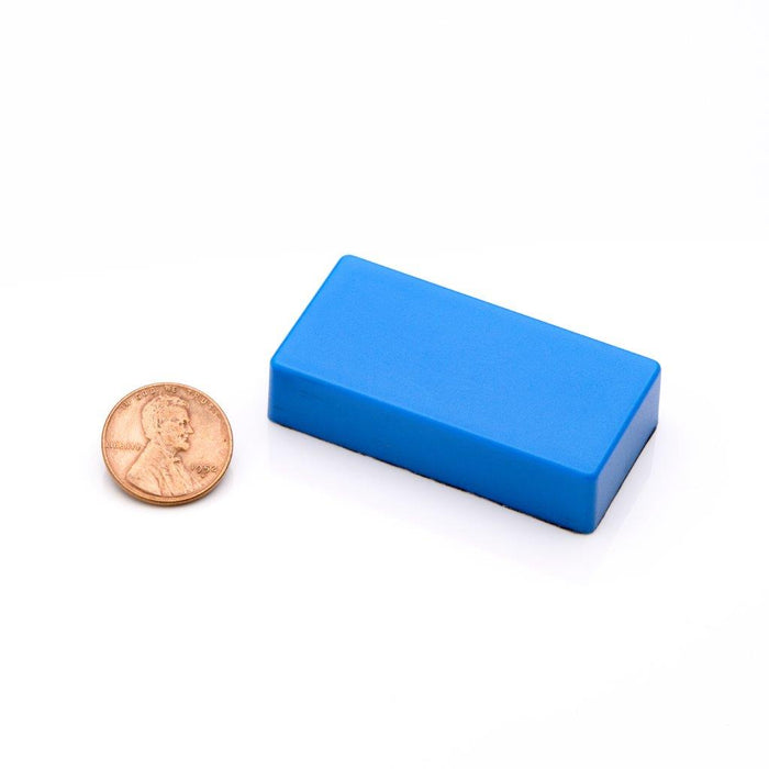 Ceramic Rectangular Magnet 0.375" H x 0.88" W x 1.88" L - Grade C8, Blue plastic no label finish